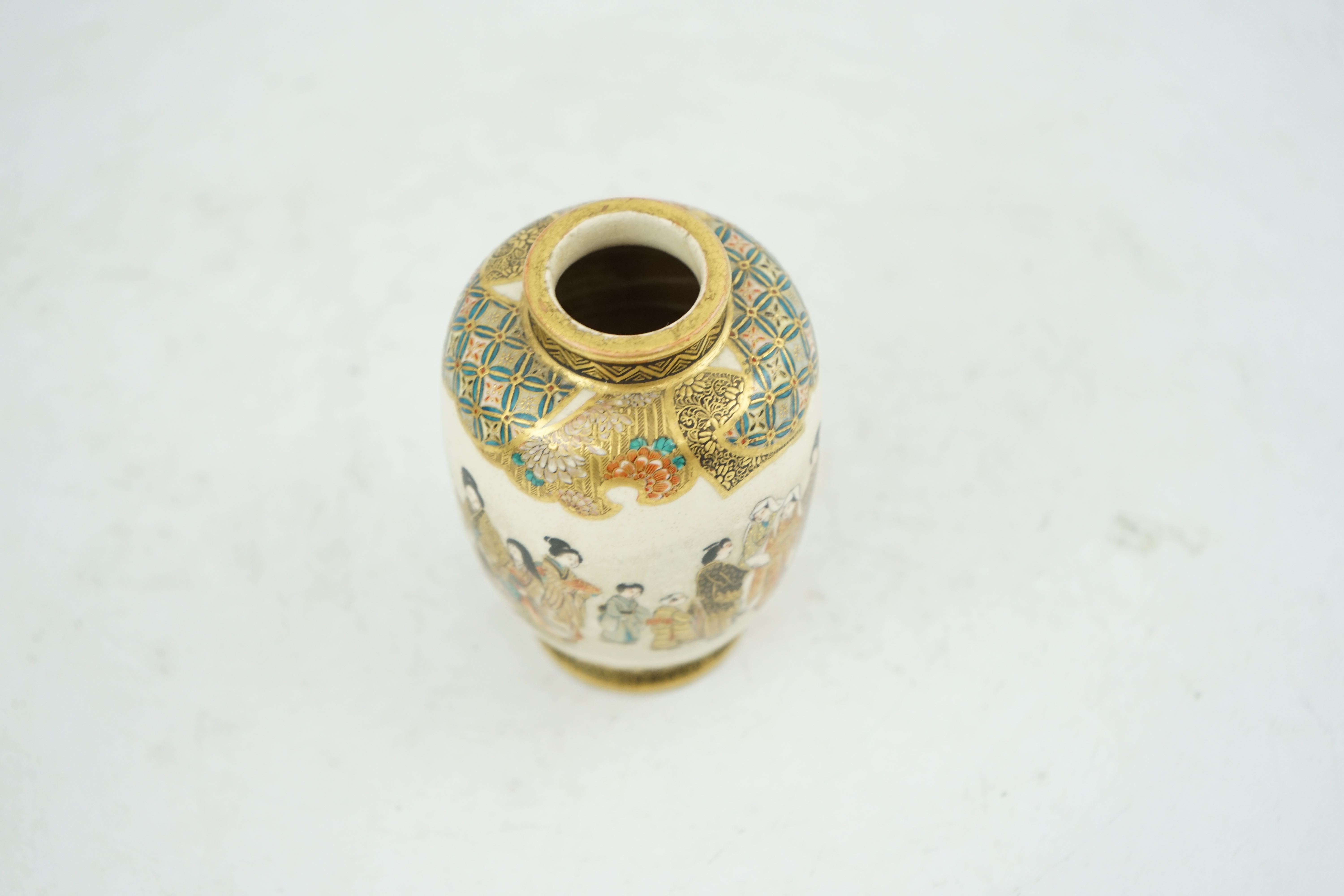 A Japanese Satsuma small ovoid vase, Meiji period